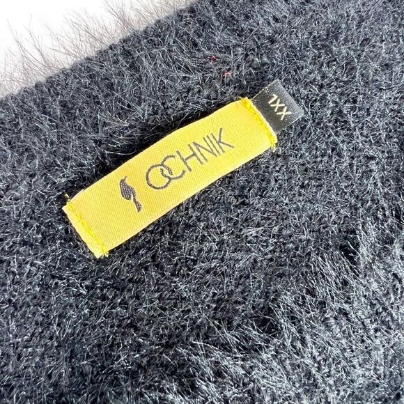 Ochnik Fuzzy Sweater Women's XXL Black Nylon Blend Crew Neck Pullover - Picture 3 of 11